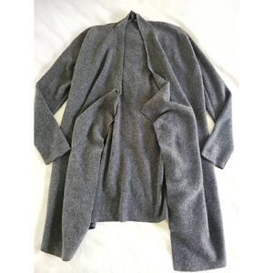 Eileen Fisher Open Cardigan Sweater Women's XS Gray Knit Long Sleeve Cashmere